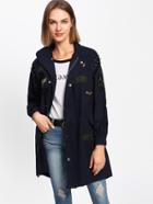 Shein Beaded Patched  Drawstring Waist Jacket
