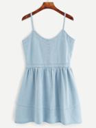 Shein Blue Spaghetti Strap A Line Denim Dress