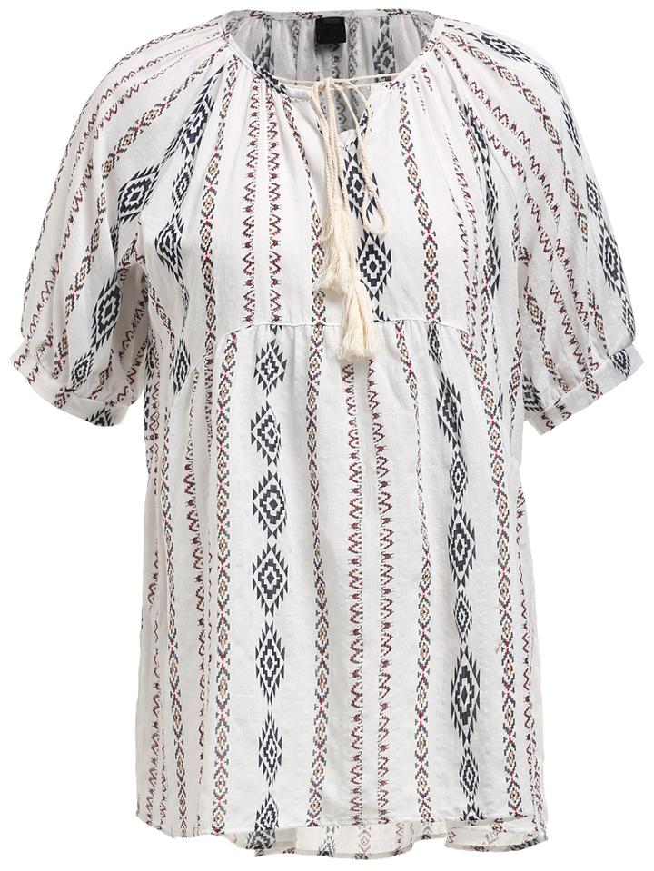 Shein Tribal Print Self-tied Neck Blouse