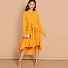 Shein Tie Waist Dip Hem Dress