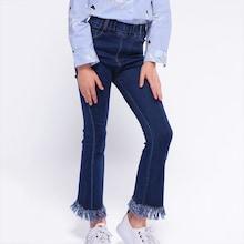 Shein Girls Fringe Hem Jeans