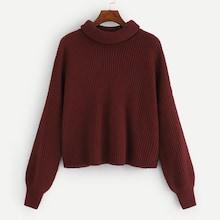 Shein Plus Solid Rib-knit Sweater