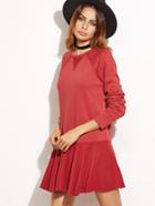 Shein Red Tied Open Back Drop Waist Sweatshirt Dress