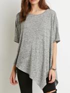 Shein Grey Round Neck Asymmetrical Loose T-shirt
