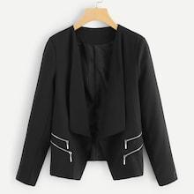 Shein Zip Detail Solid Blazer