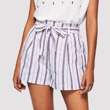 Shein Striped Linen Shorts With Belt