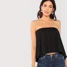 Shein Asymmetrical Hem Solid Bandeau Top