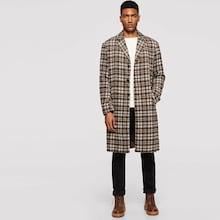 Shein Men Button Front Notch Collar Plaid Coat