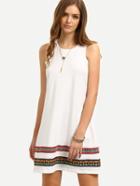 Shein White Vintage-faced Sleeveless Shift Dress