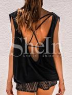Shein Black One Shoulder Multi-strap Cross Back Dress