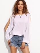 Shein White Split Sleeve T-shirt