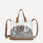 Shein Clear Shoulder Bag With Striped Pouch