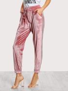 Shein Shirred Waist Velvet Sweatpants