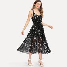Shein Criss Cross Back Star Print Dress