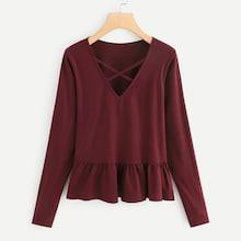 Shein Ruffle Hem Solid Tee