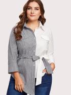 Shein Self Tie Cut And Sew Shirt