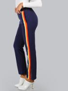 Shein Navy Side Striped Straight Pants