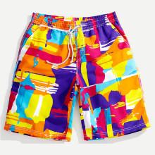 Shein Men Paint Drip Print Beach Shorts