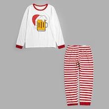 Shein Christmas Men Hat Print Striped Pajama Set