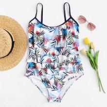 Shein Leaf Print Layered Swimsuit