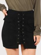 Shein Grommet Lace Up Skirt