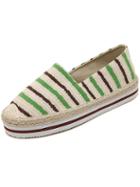 Shein Pale Green Round Toe Striped Flat Shoes