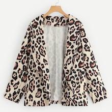 Shein Plus Shawl Collar Leopard Blazer