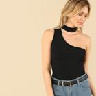 Shein One Shoulder Ribbed Knit Shell Top