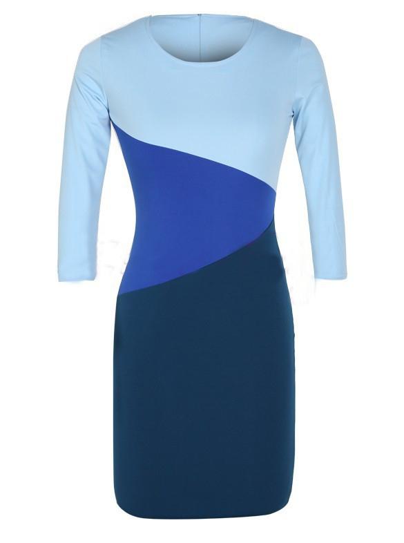 Shein Colour-block Crew Neck Slim Dress