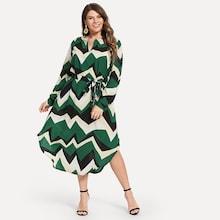 Shein Plus V-cut Neck Chevron Print Dress