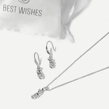 Shein Deer Charm Rhinestone Necklace & Drop Earrings