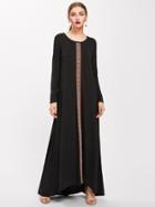 Shein Embroidered Tape Detail Kaftan Dress