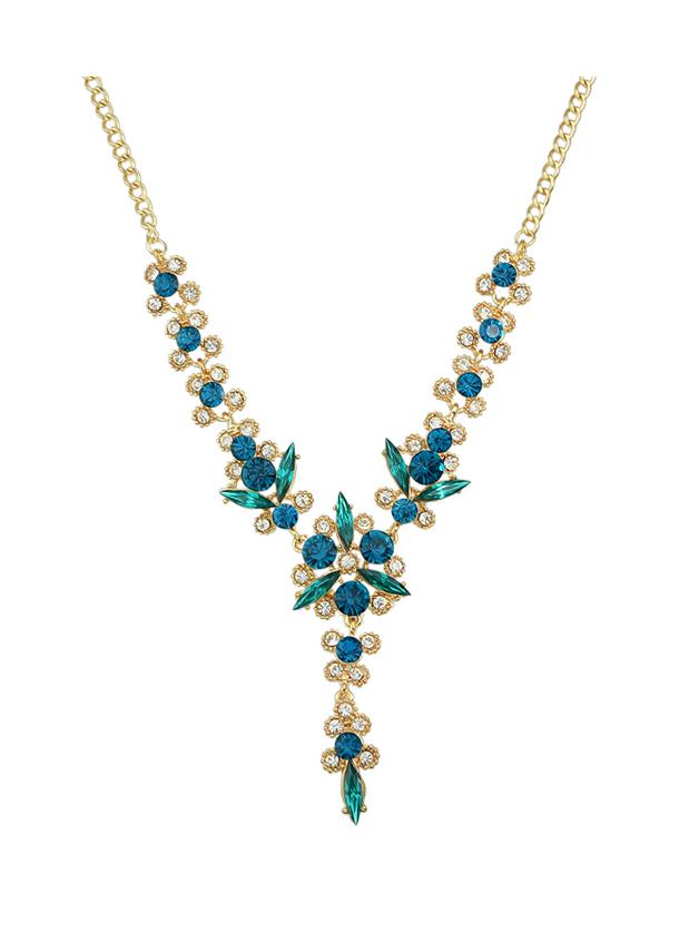 Shein Blue Elegant Flower Wedding Necklace For Women