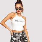Shein Sunburn Scallop Trim Letter Print Halter Neck Top