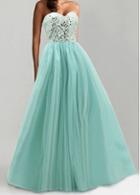 Rosewe Light Blue Sequined Strapless Maxi Dress