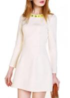 Rosewe Glamorous Round Neck Long Sleeve White A Line Dress