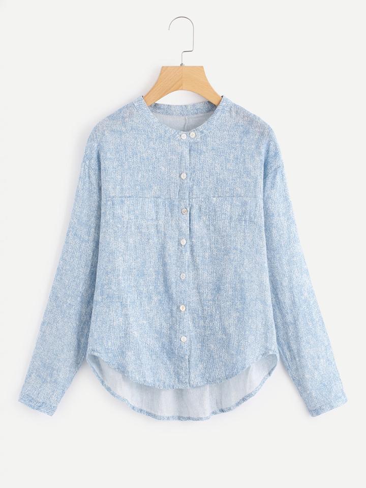 Shein Button Up Dolphin Hem Blouse