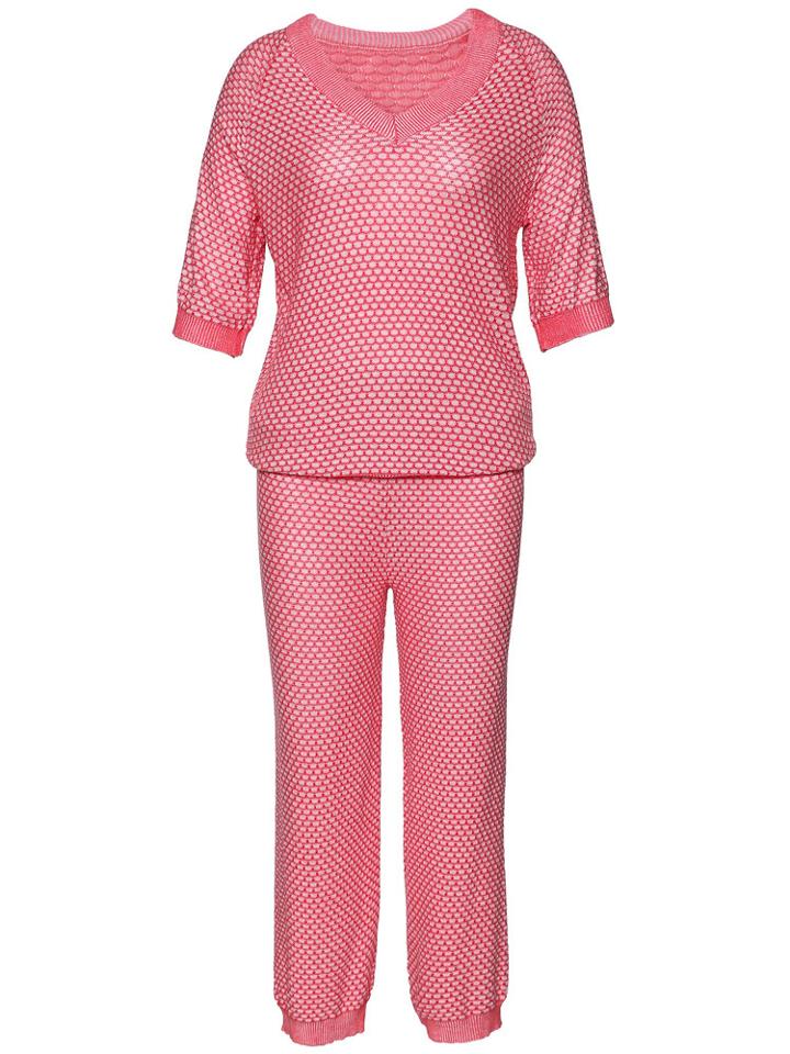 Shein V Neck Top With Polka Dot Pants