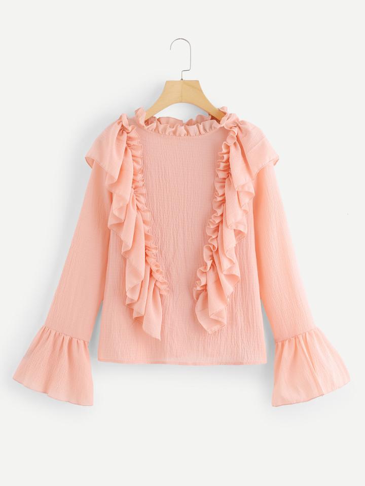 Shein Exaggerated Flounce Trim Blouse