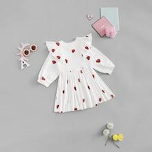 Shein Toddler Girls Strawberry Print Ruffle Dress