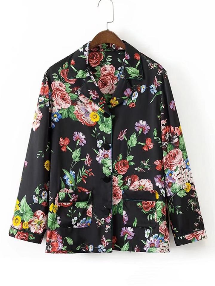 Shein Calico Print Pajama Blouse