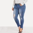 Shein Plus Rips Detail Bleached Skinny Jeans