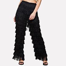 Shein Solid Layered Fringe Pants