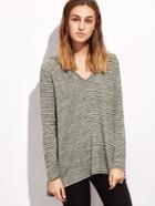 Shein Striped Hooded Swing T-shirt
