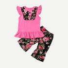 Shein Toddler Girls Floral Print Ruffle Hem Blouse With Pants