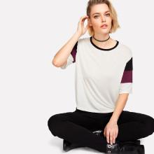 Shein Colorblock Sleeve Contrast Binding Tee
