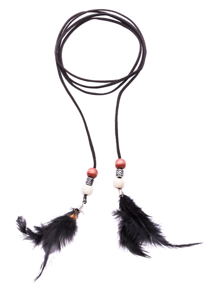 Shein Black Bohemia Feather Adjustable String Necklace