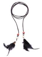 Shein Black Bohemia Feather Adjustable String Necklace