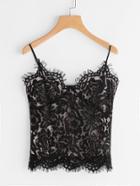 Shein Eyelash Lace Overlay Cami Top