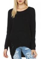 Rosewe Trendy High Low Hem Design Round Neck Long Sleeve Sweaters